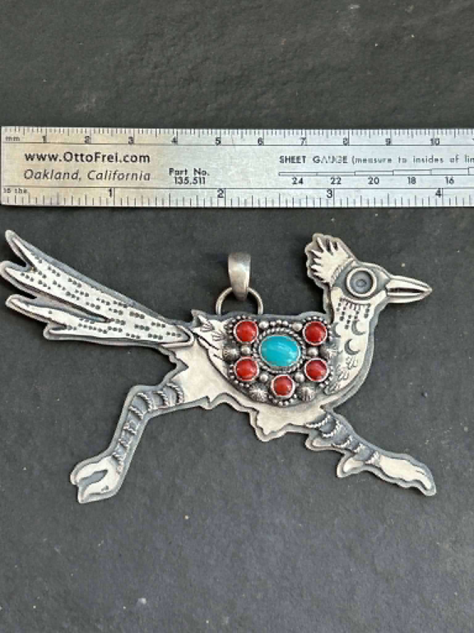 Sleeping Beauty Turquoise + Red Coral Spirit Runner Pendant