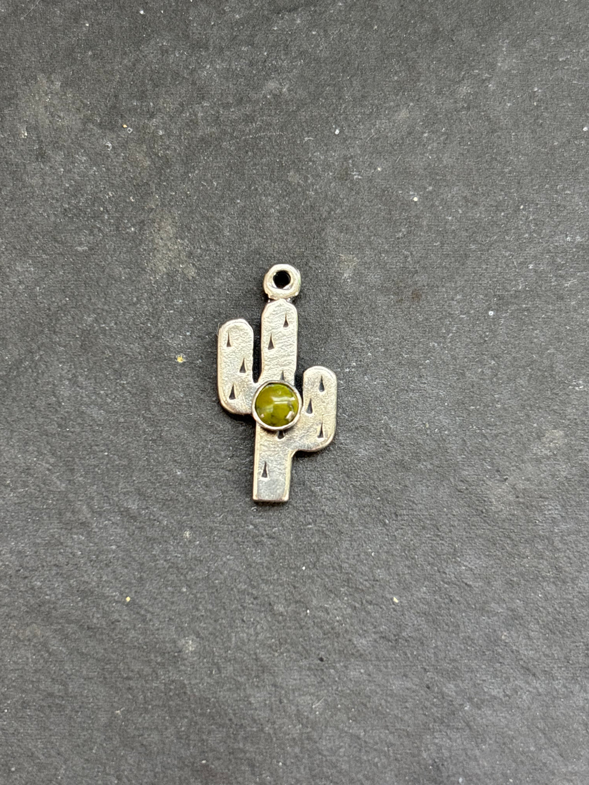 Sonoran Gold Saguaro Cactus Charm in sterling silver, front view