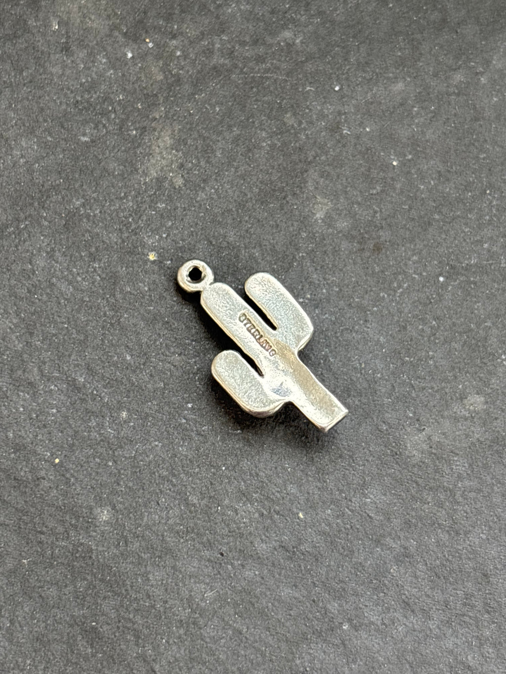 Sonoran Gold Saguaro Cactus Charm in sterling silver, back view
