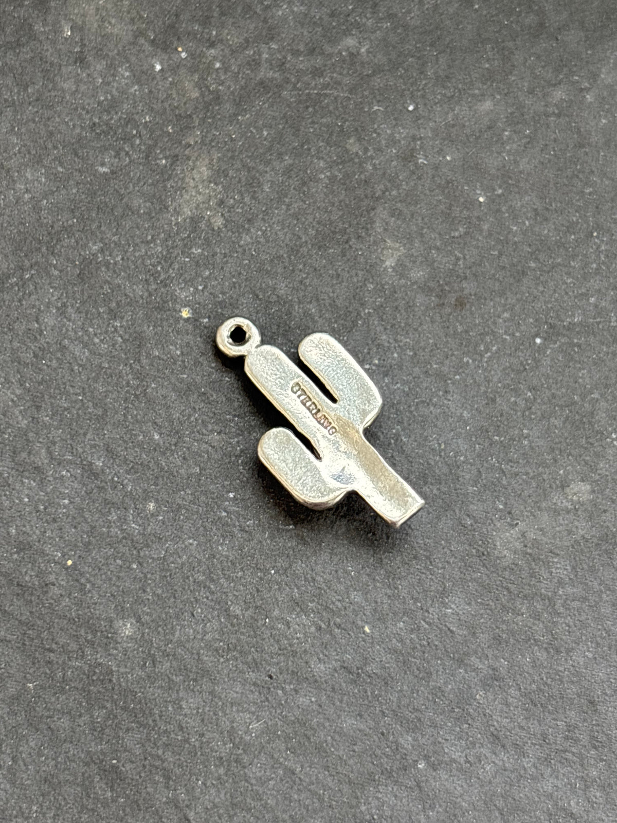 Sonoran Gold Saguaro Cactus Charm in sterling silver, back view