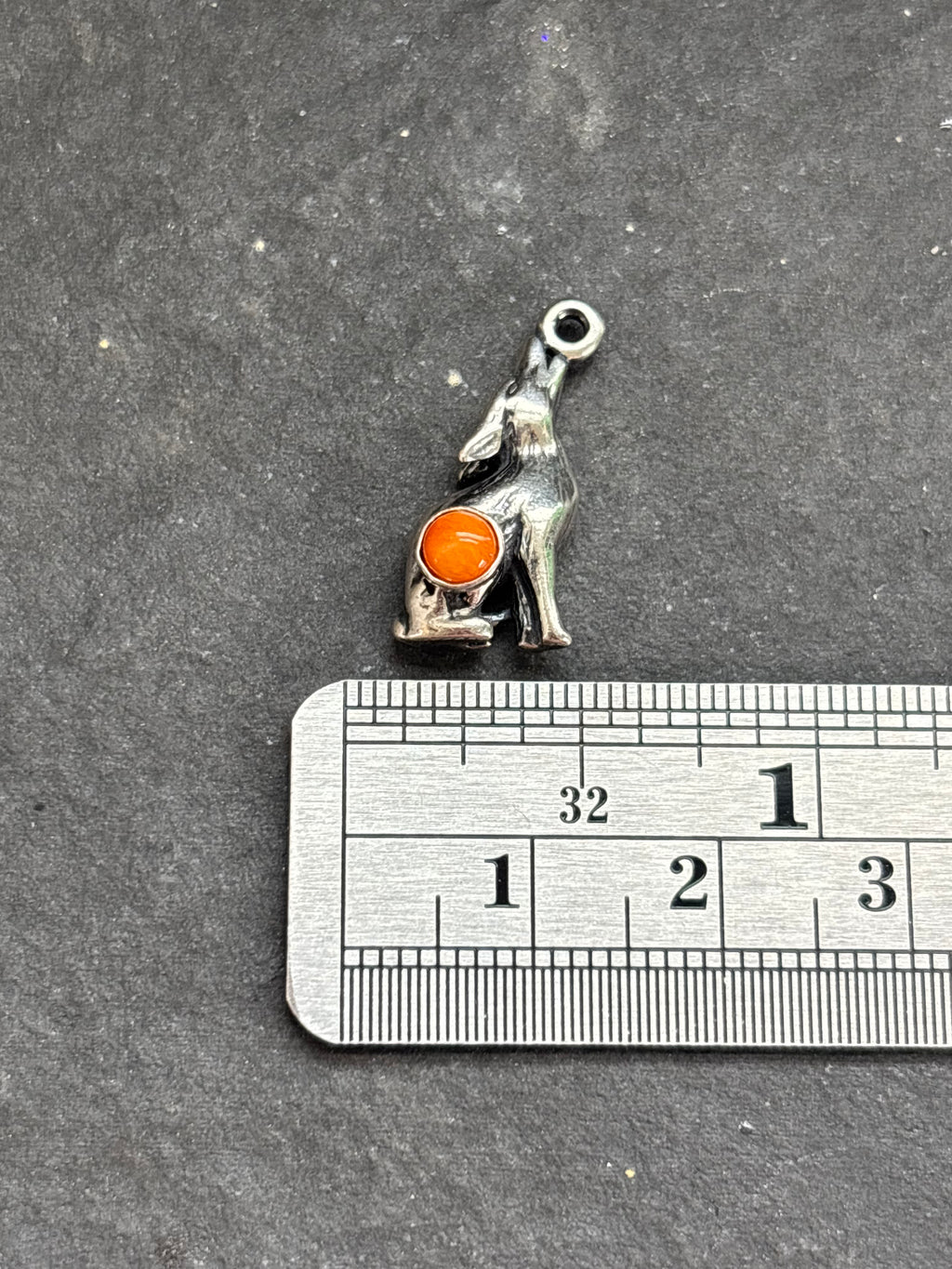 Orange Spiny Oyster Howling Coyote Charm