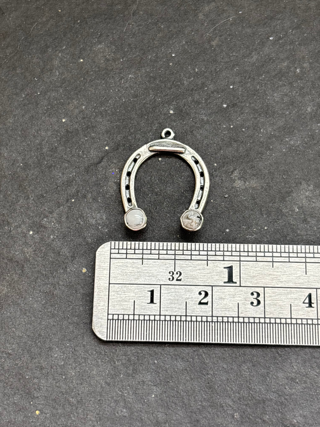 White Buffalo Lucky Horseshoe Charm