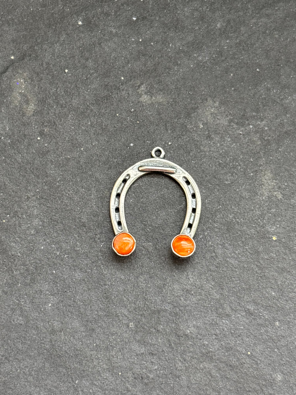 Orange Spiny Oyster Lucky Horseshoe Charm