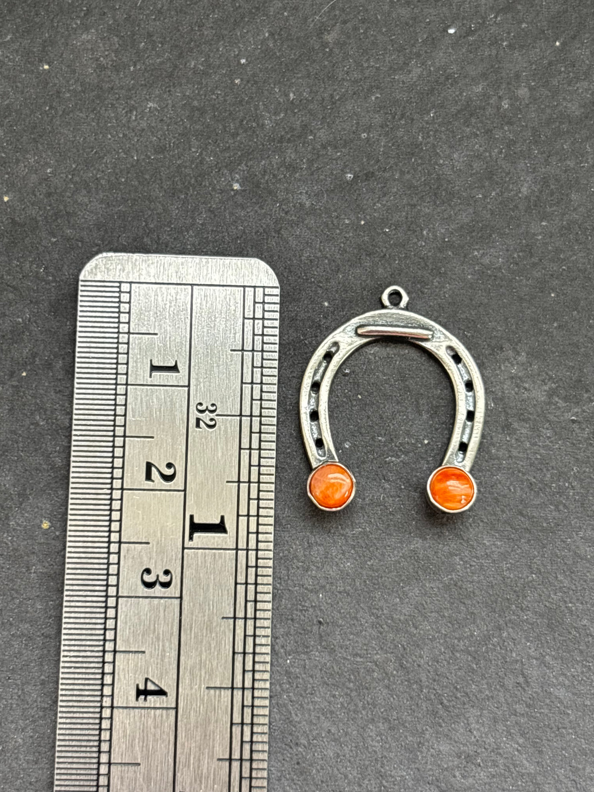 Orange Spiny Oyster Lucky Horseshoe Charm