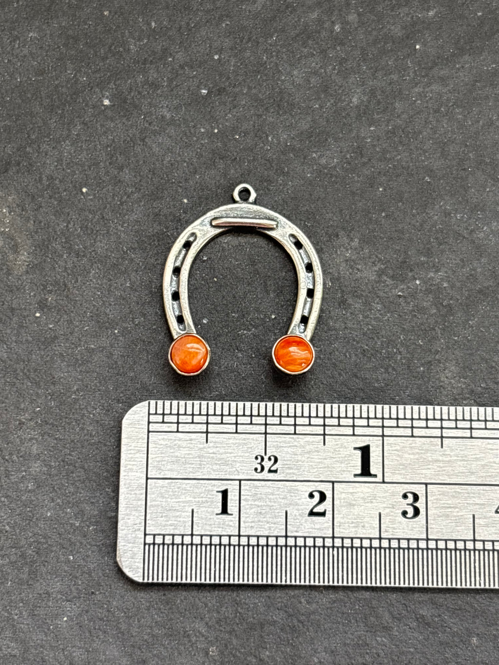 Orange Spiny Oyster Lucky Horseshoe Charm
