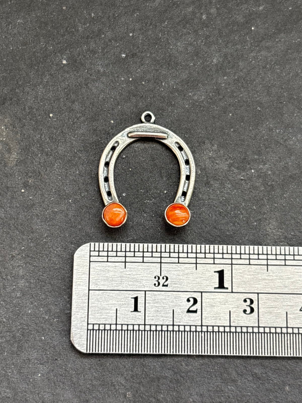 Orange Spiny Oyster Lucky Horseshoe Charm