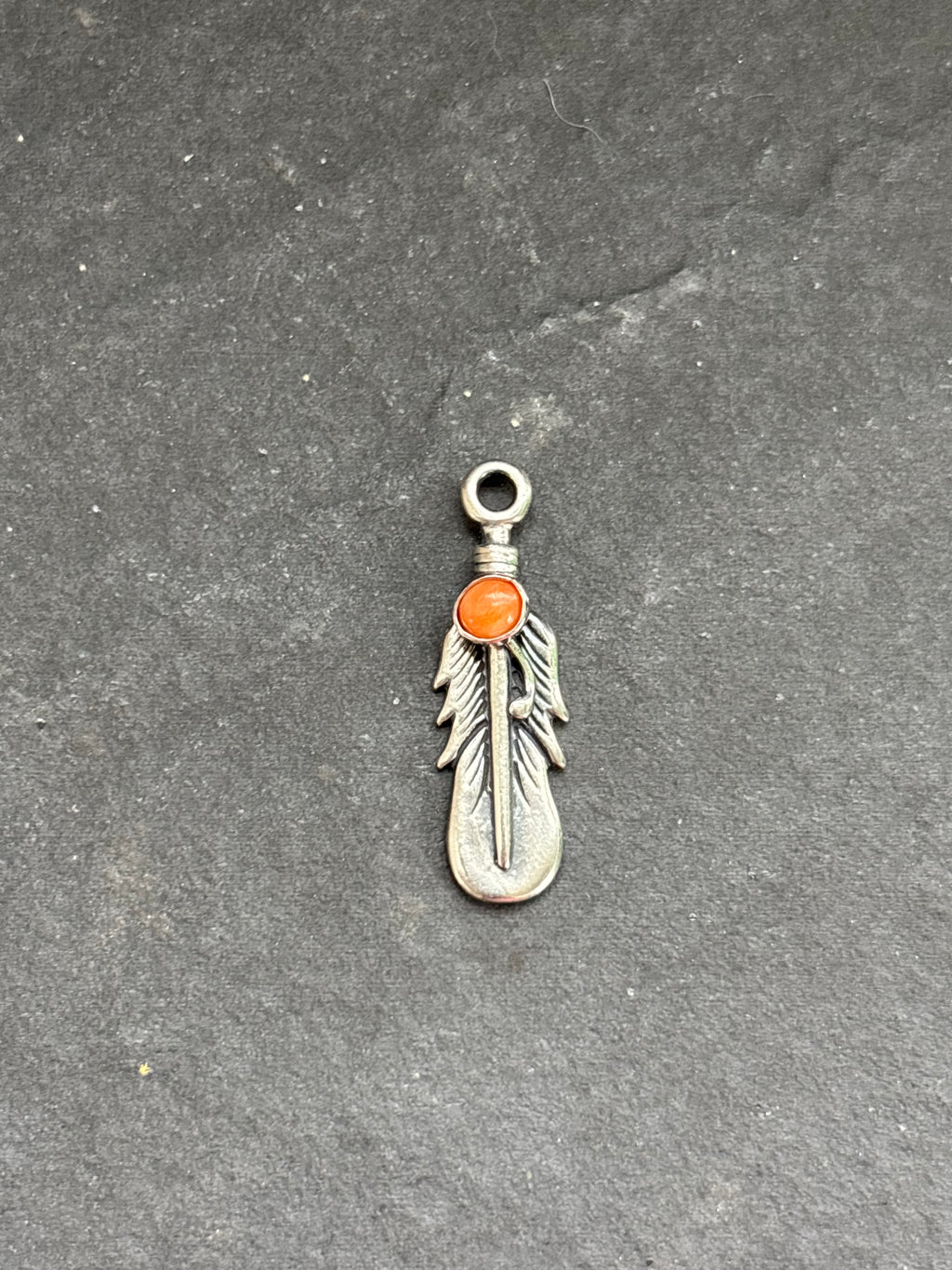 Orange Spiny Oyster Feather Charm