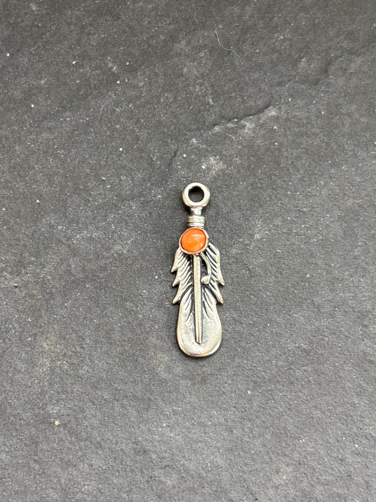 Orange Spiny Oyster Feather Charm