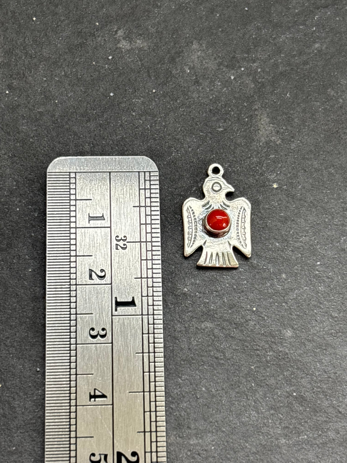 Red Coral Storyteller Thunderbird Charm