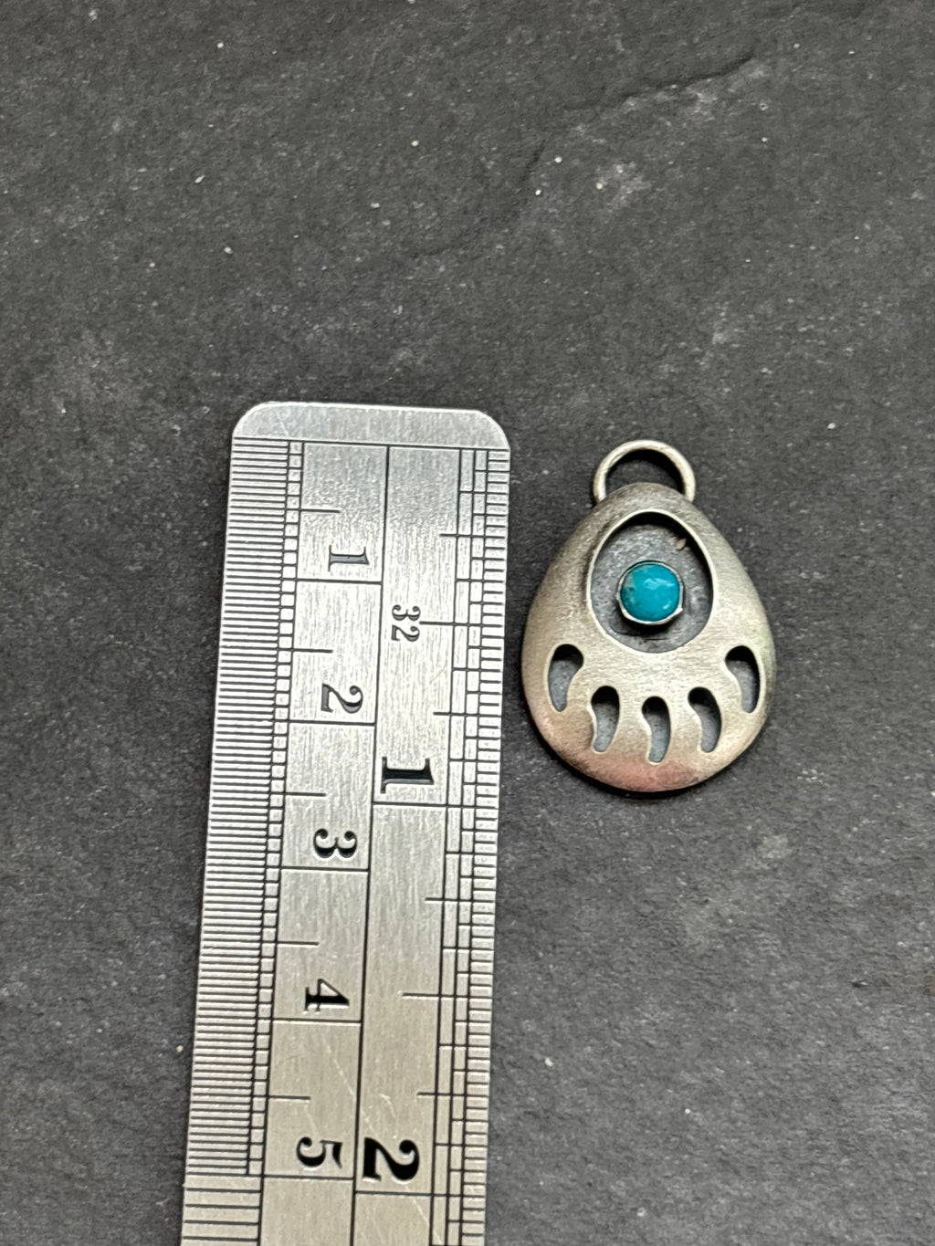 Kingman Turquoise Bear Track Charm