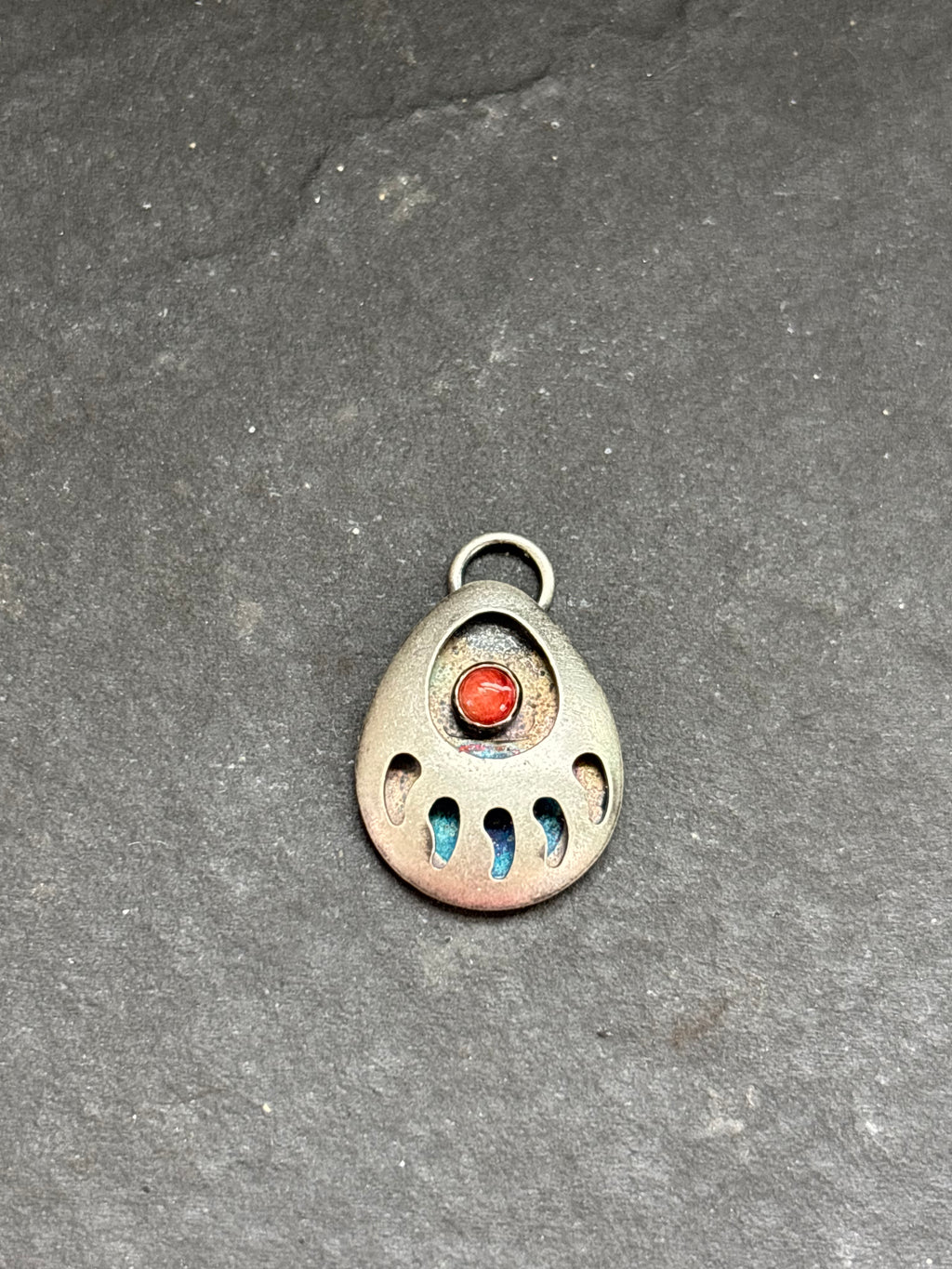 Red Spiny Oyster Bear Track Charm