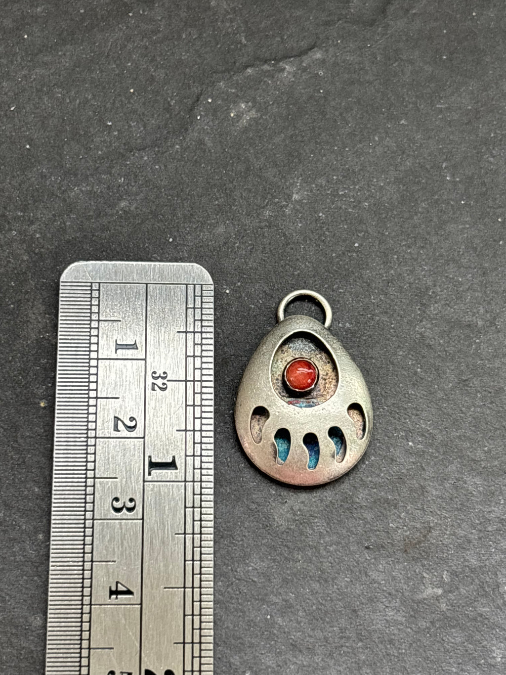 Red Spiny Oyster Bear Track Charm