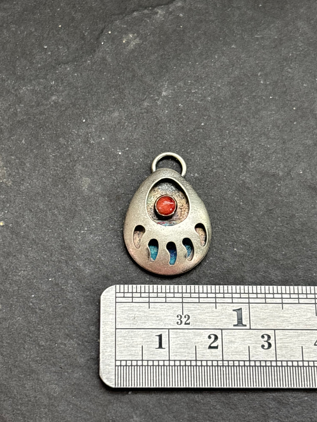 Red Spiny Oyster Bear Track Charm