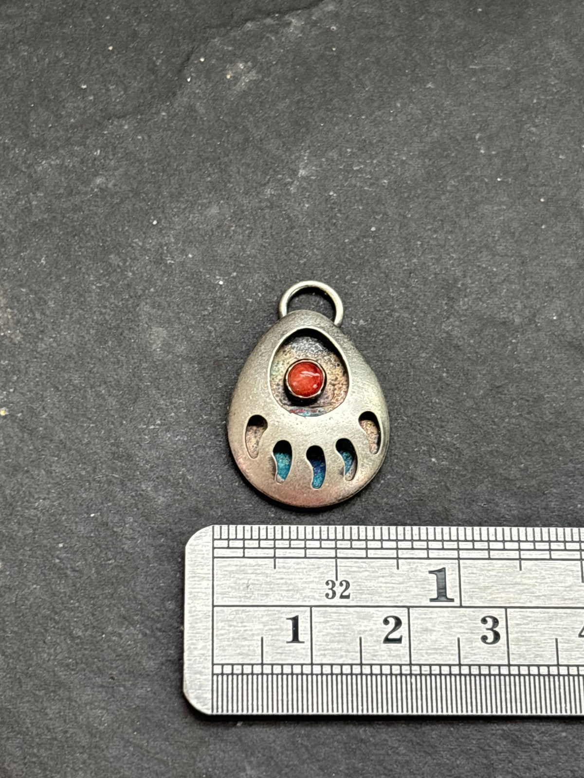 Red Spiny Oyster Bear Track Charm
