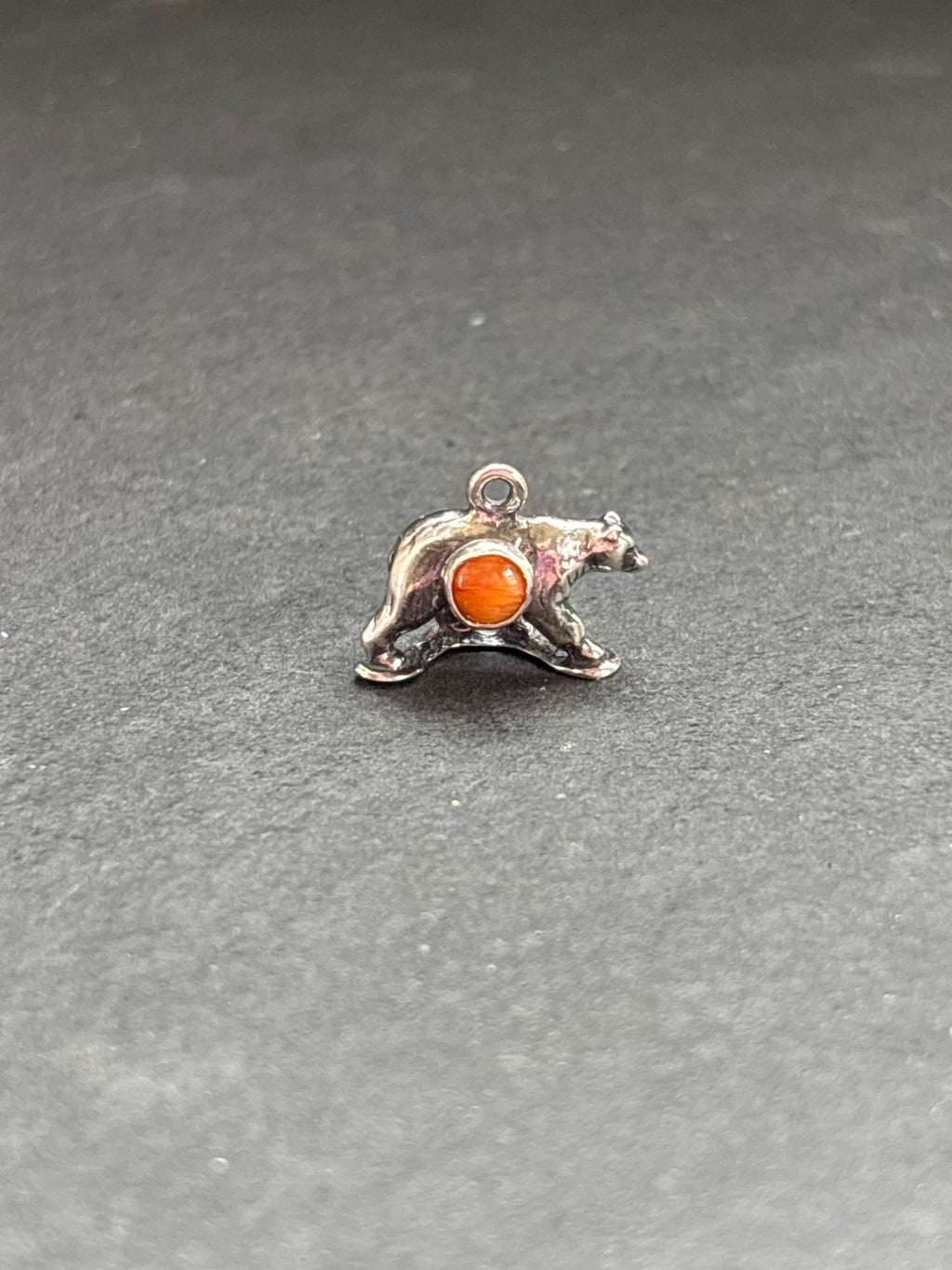Orange Spiny Oyster Black Bear Charm