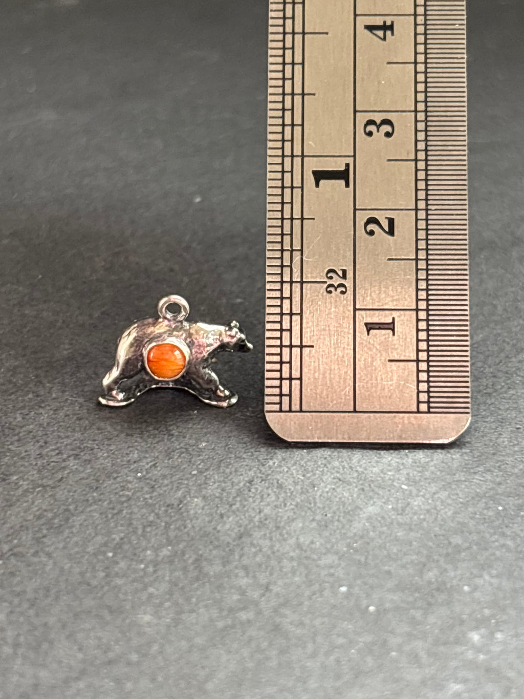Orange Spiny Oyster Black Bear Charm