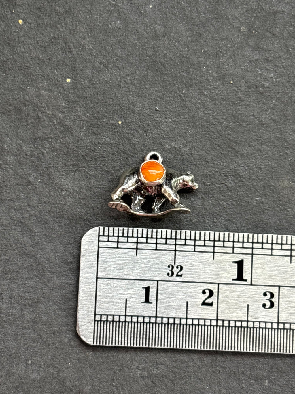 Orange Spiny Oyster Black Bear Charm