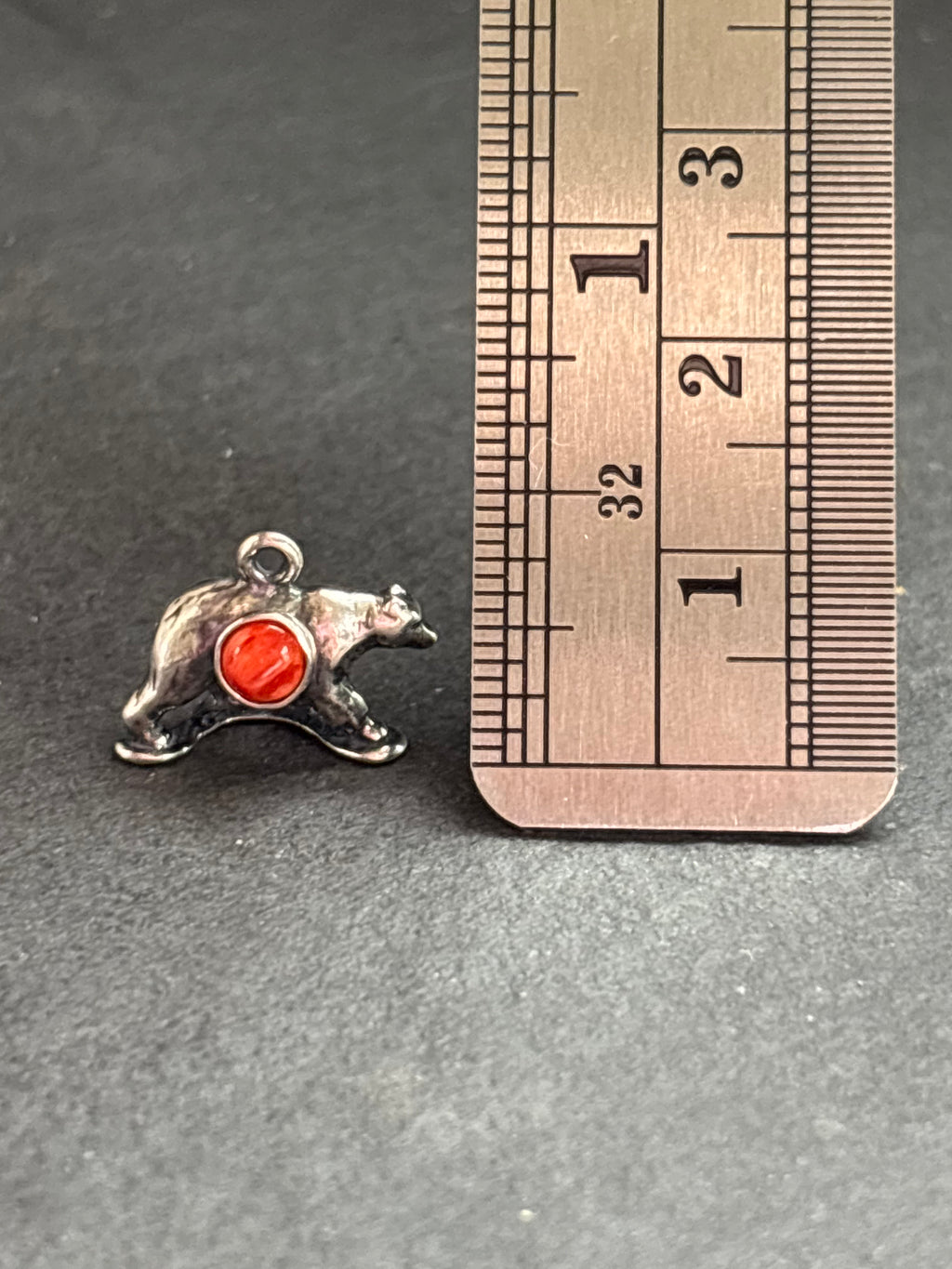 Red Spiny Oyster Black Bear Charm