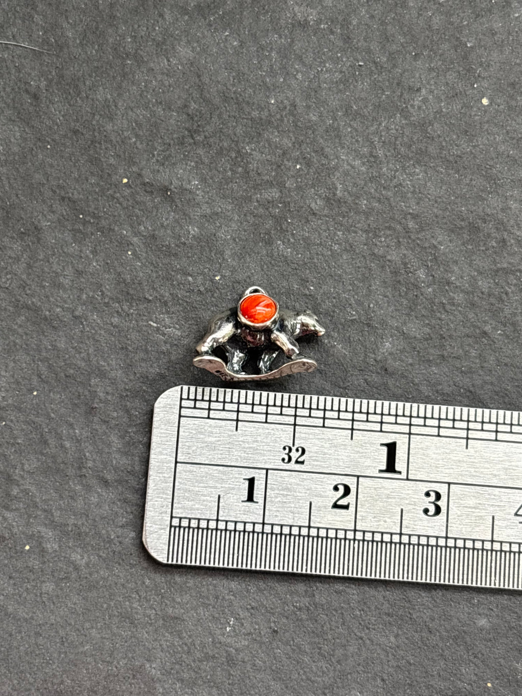 Red Spiny Oyster Black Bear Charm