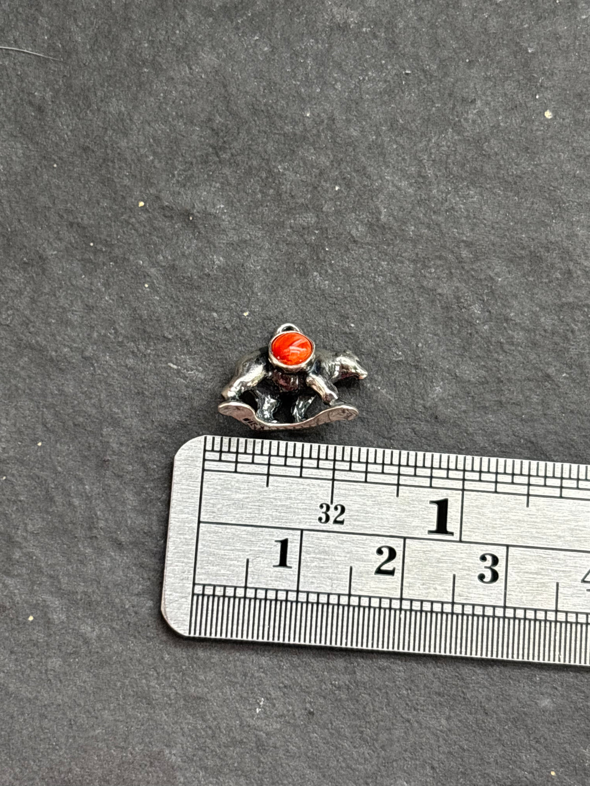 Red Spiny Oyster Black Bear Charm