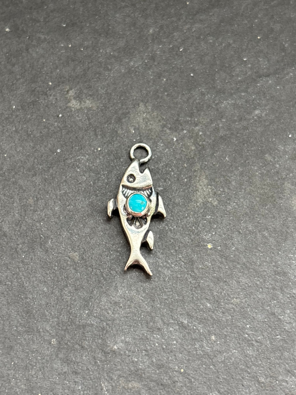 Kingman Turquoise Storyteller Fish Charm