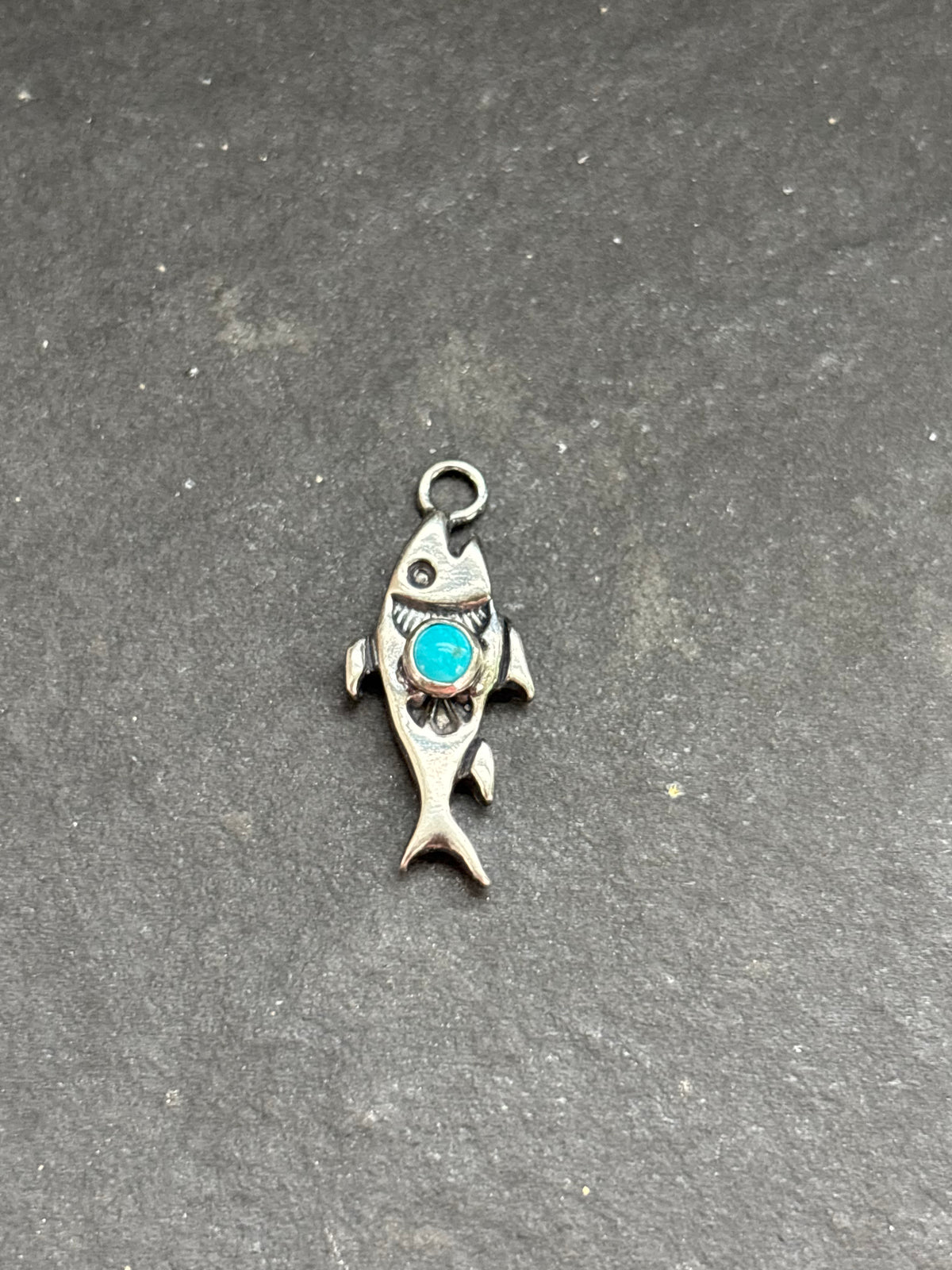 Kingman Turquoise Storyteller Fish Charm