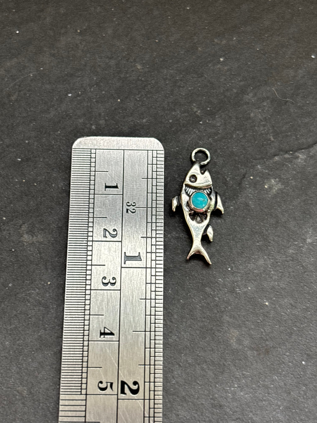 Kingman Turquoise Storyteller Fish Charm