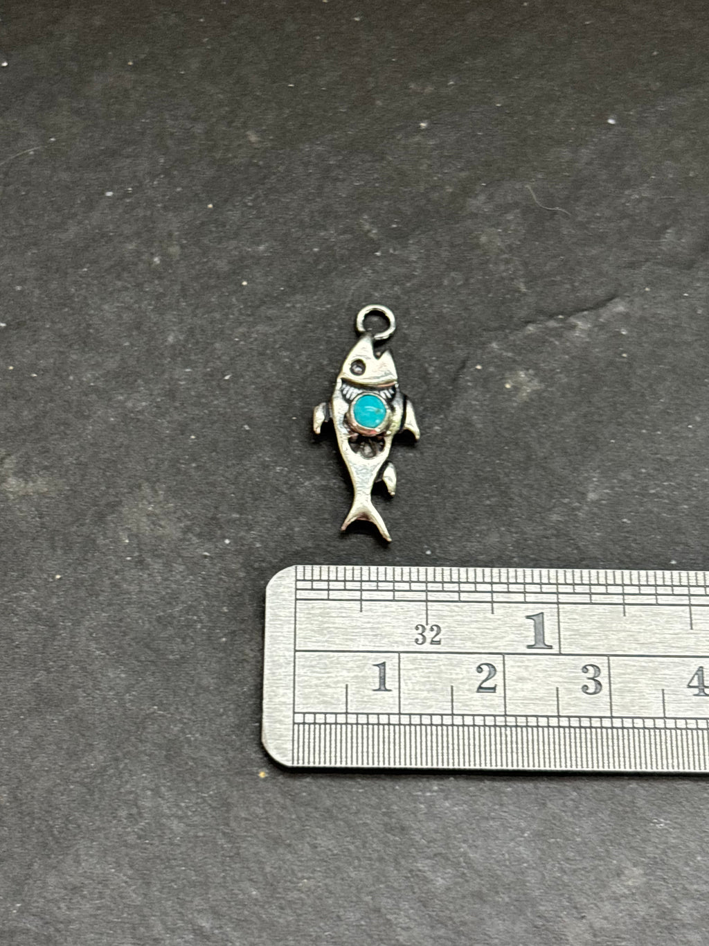 Kingman Turquoise Storyteller Fish Charm