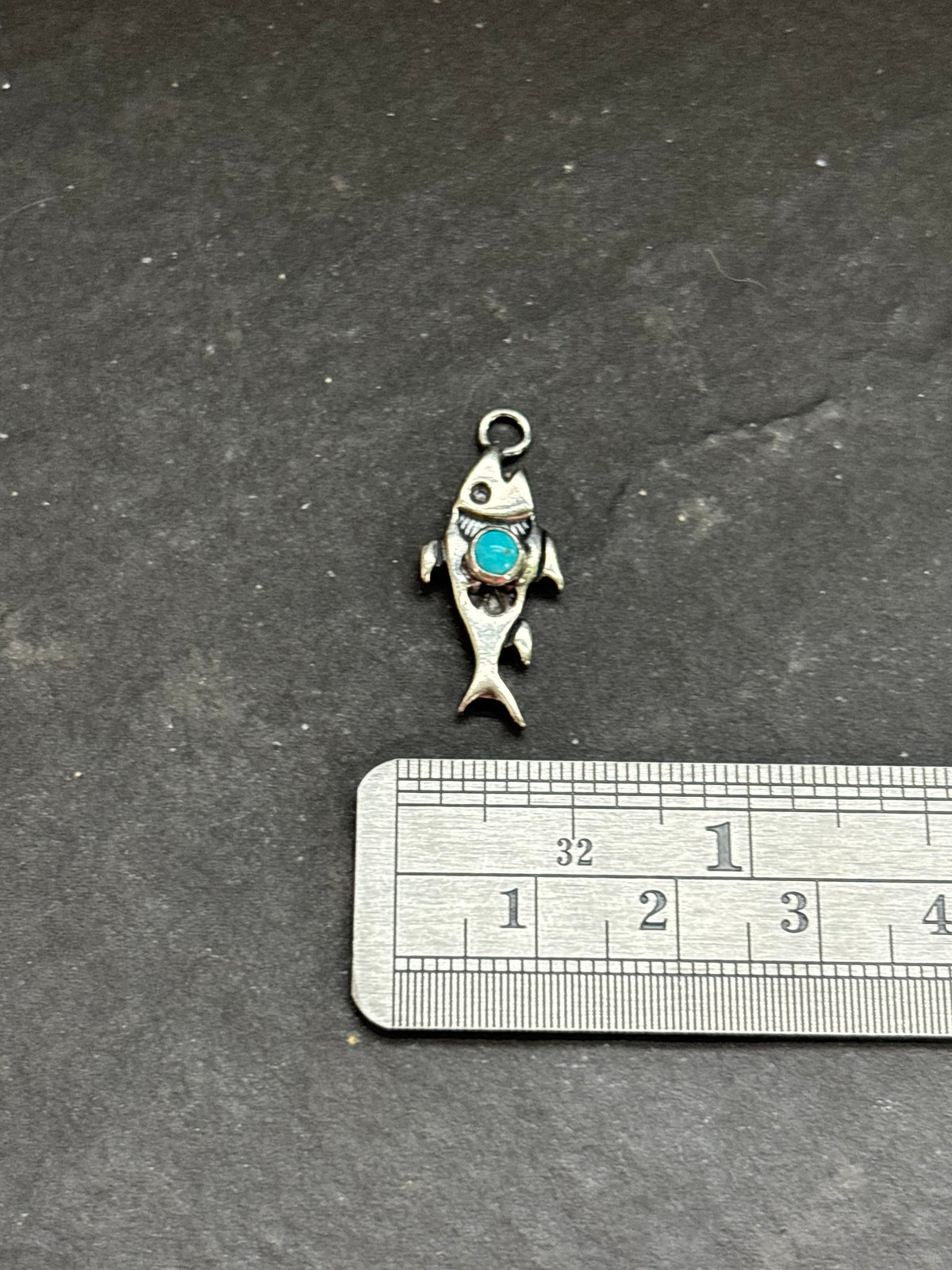 Kingman Turquoise Storyteller Fish Charm