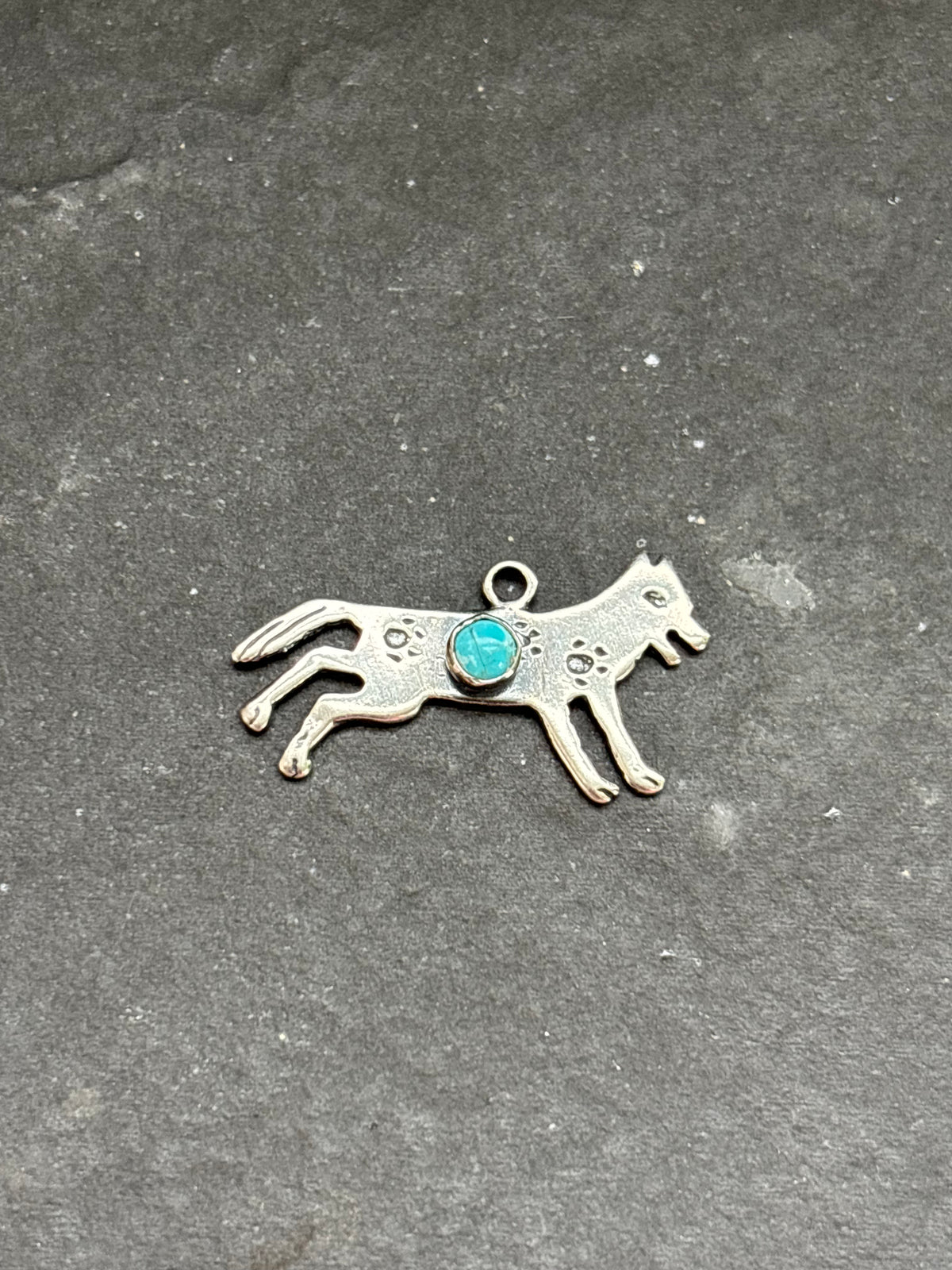 Kingman Turquoise Storyteller Wolf Charm