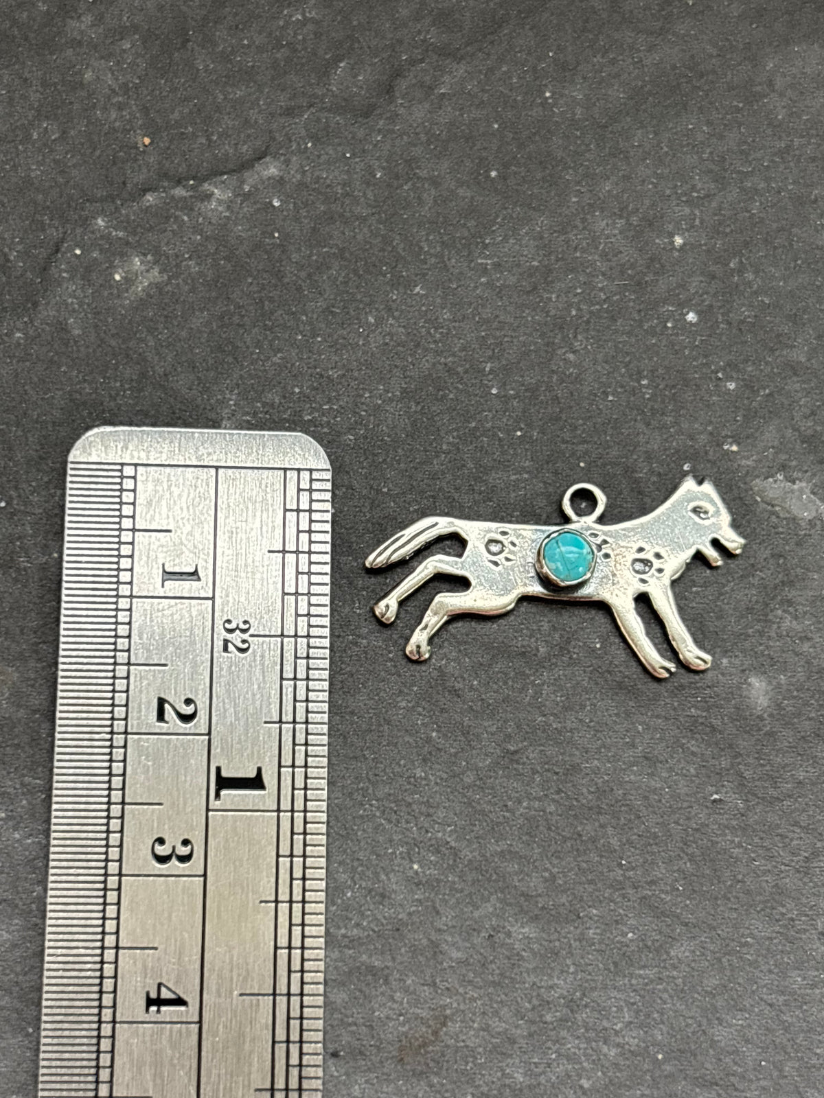 Kingman Turquoise Storyteller Wolf Charm