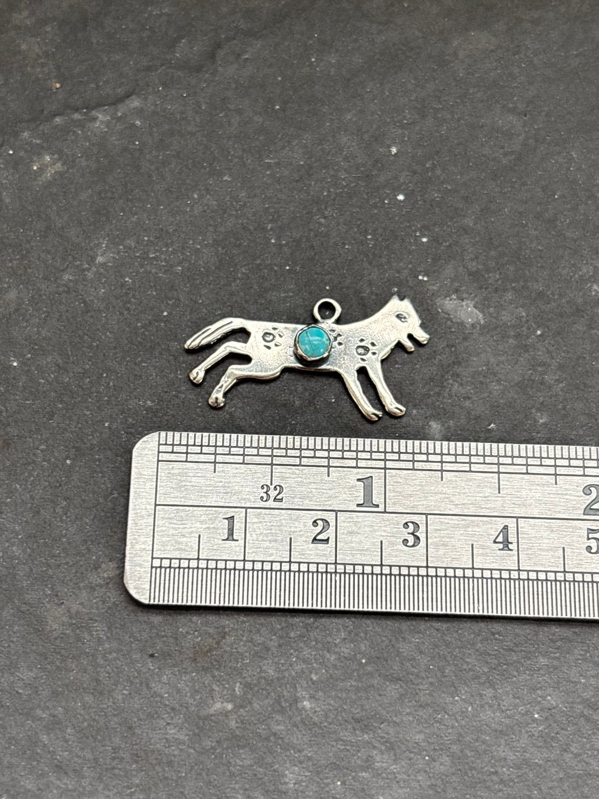 Kingman Turquoise Storyteller Wolf Charm