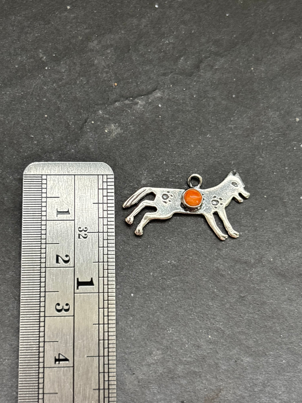 Orange Spiny Oyster Storyteller Wolf Charm