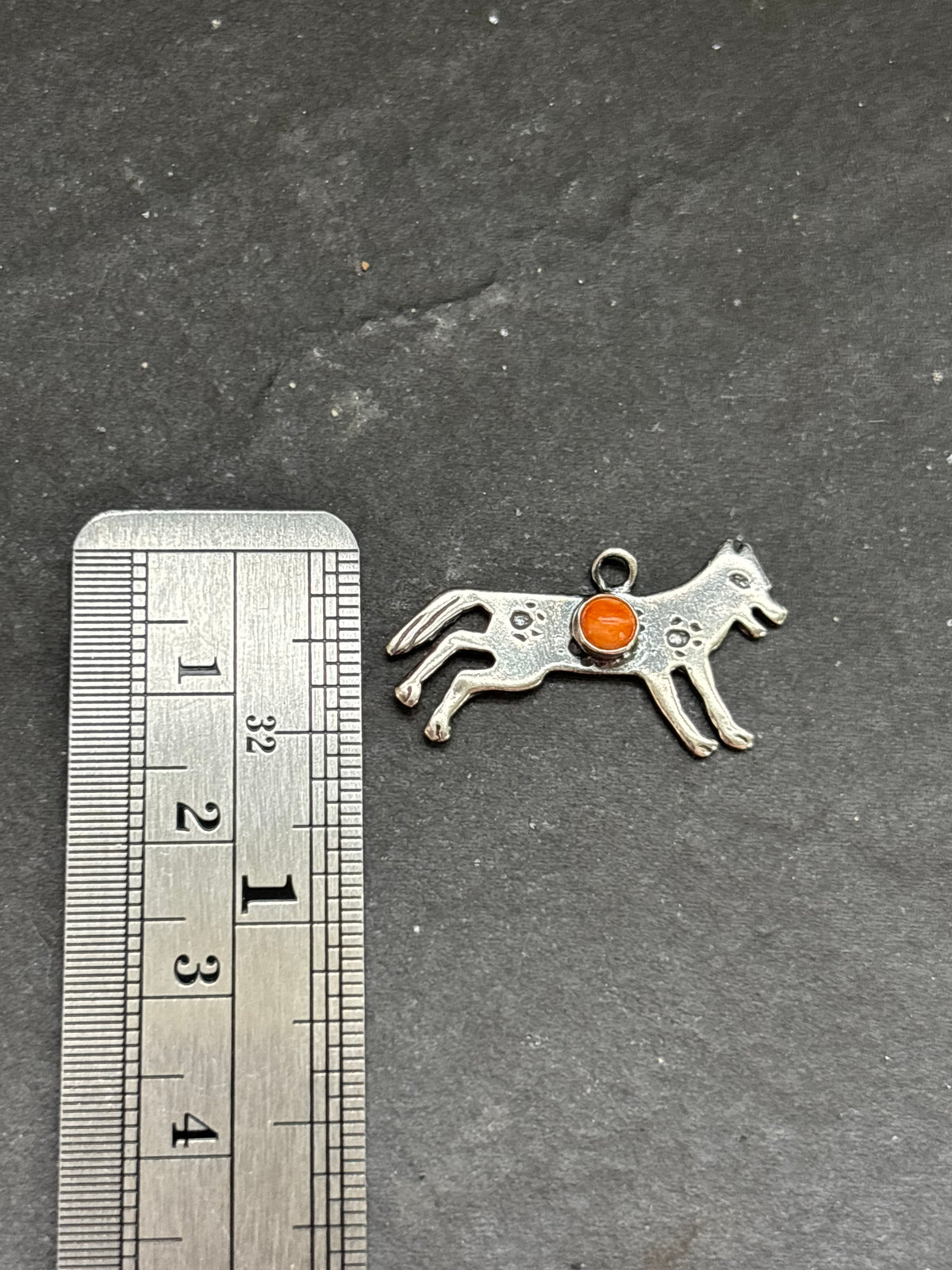 Orange Spiny Oyster Storyteller Wolf Charm