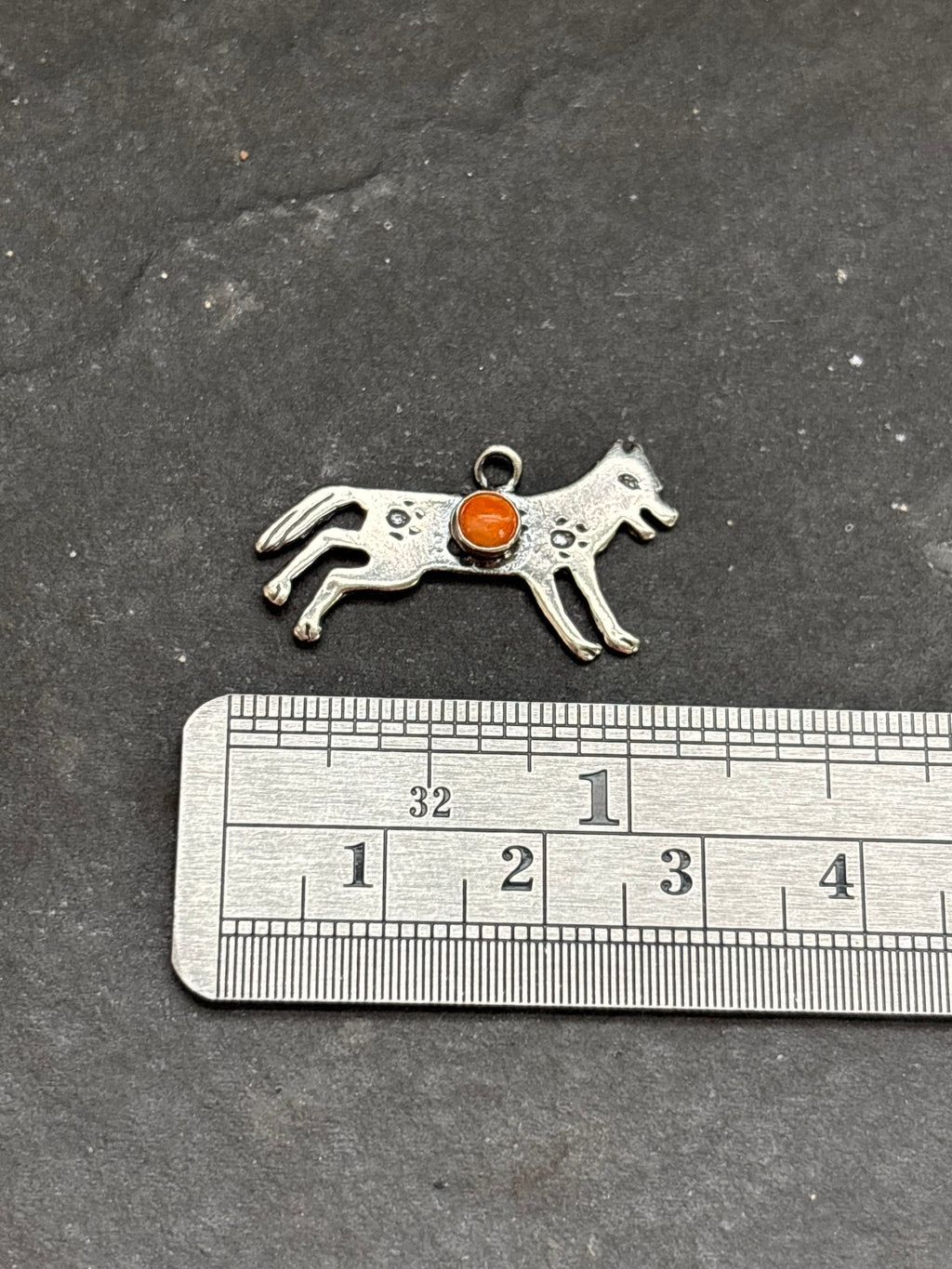 Orange Spiny Oyster Storyteller Wolf Charm