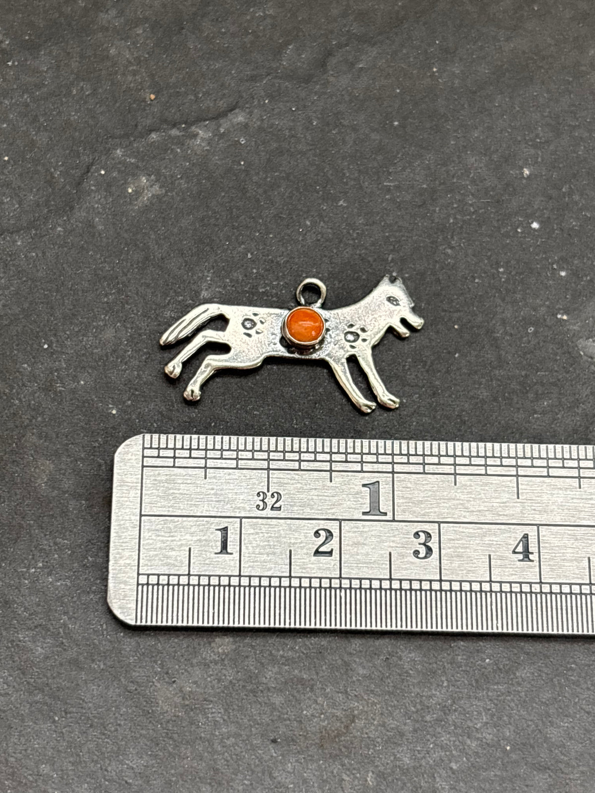 Orange Spiny Oyster Storyteller Wolf Charm