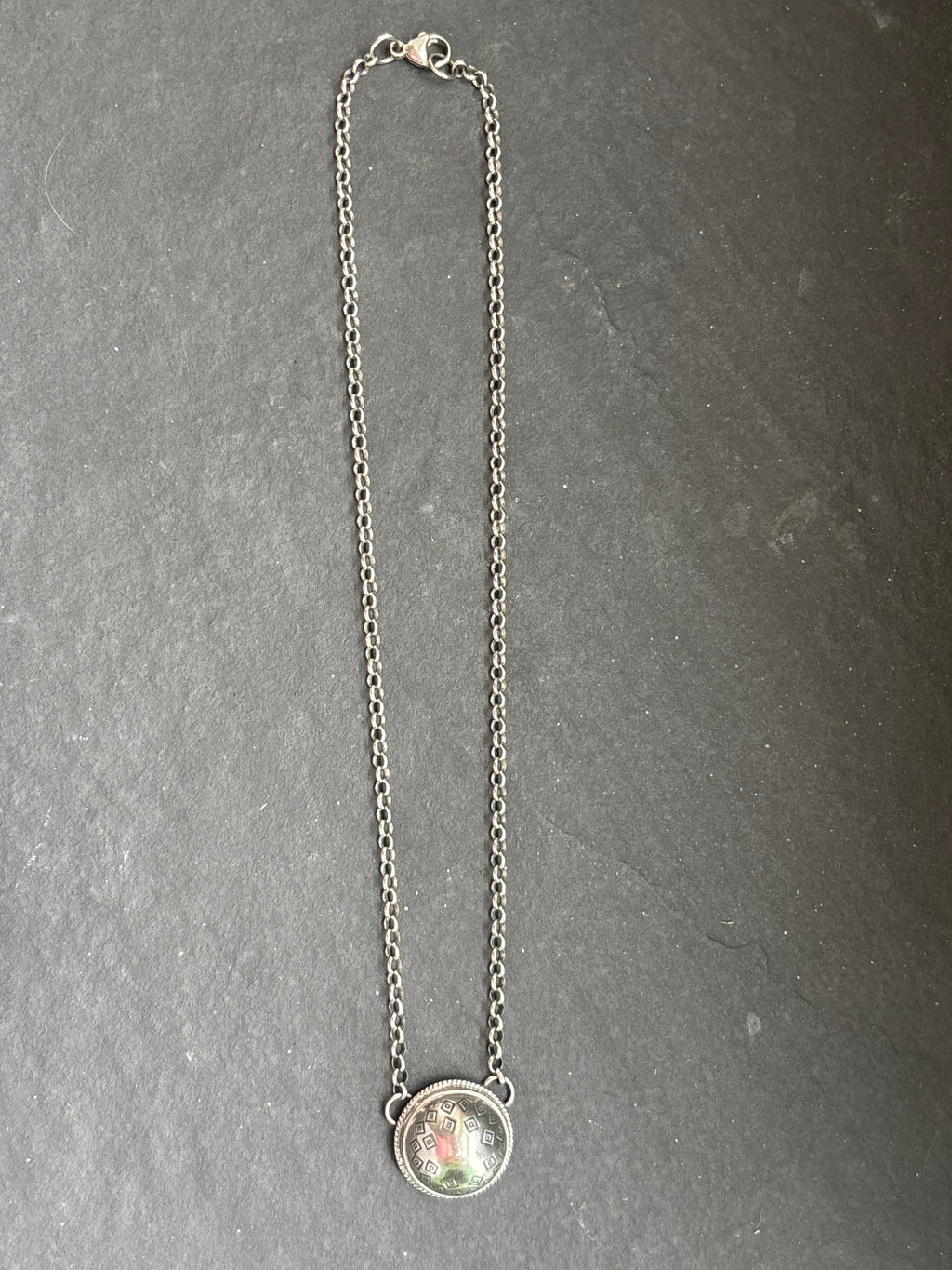 Medicine Man Eye Pattern Ponca Half Shell Necklace
