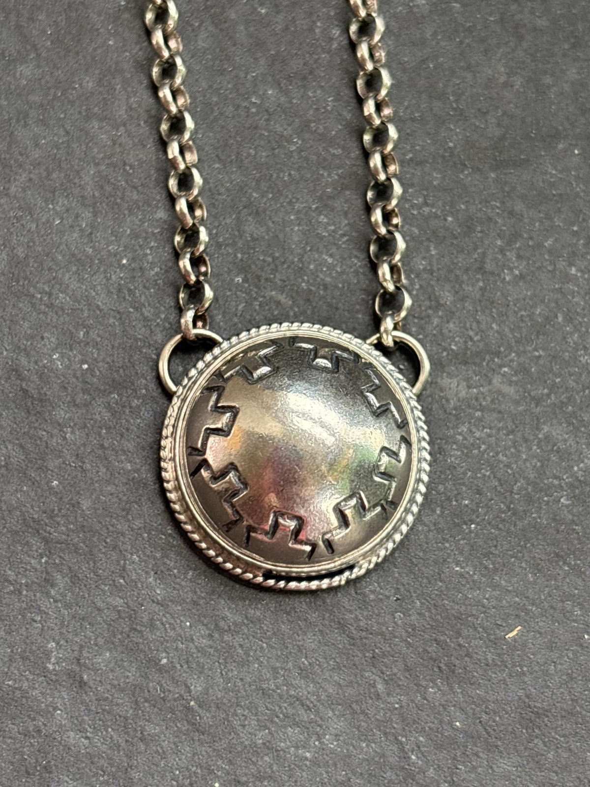Desert Skyline Pattern Ponca Half Shell Necklace
