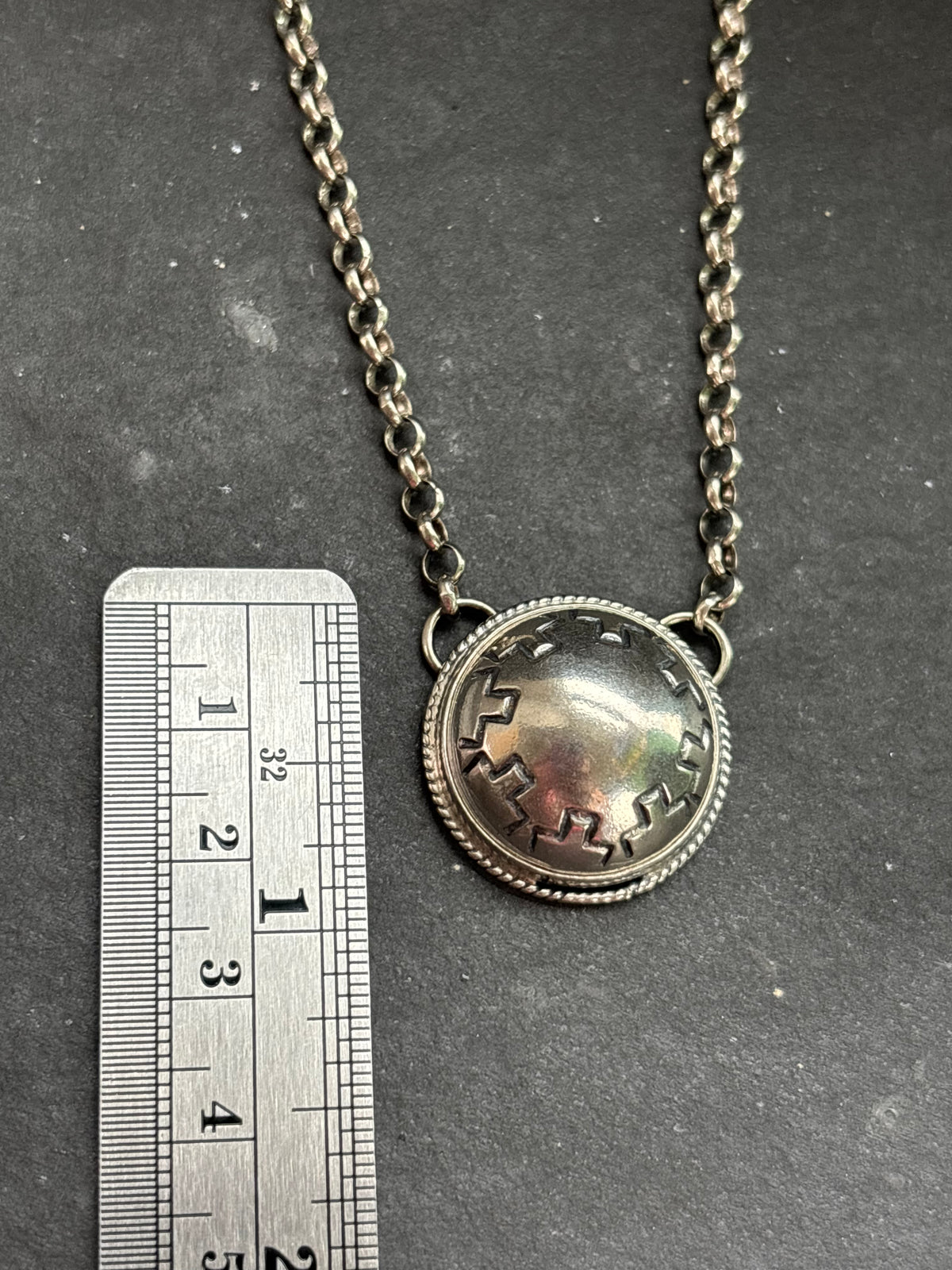 Desert Skyline Pattern Ponca Half Shell Necklace