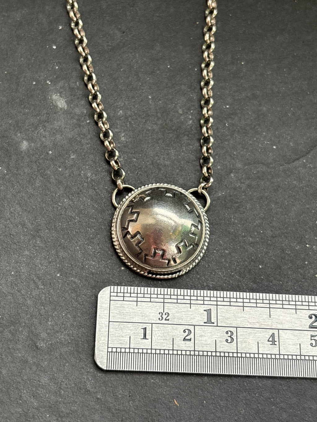 Desert Skyline Pattern Ponca Half Shell Necklace