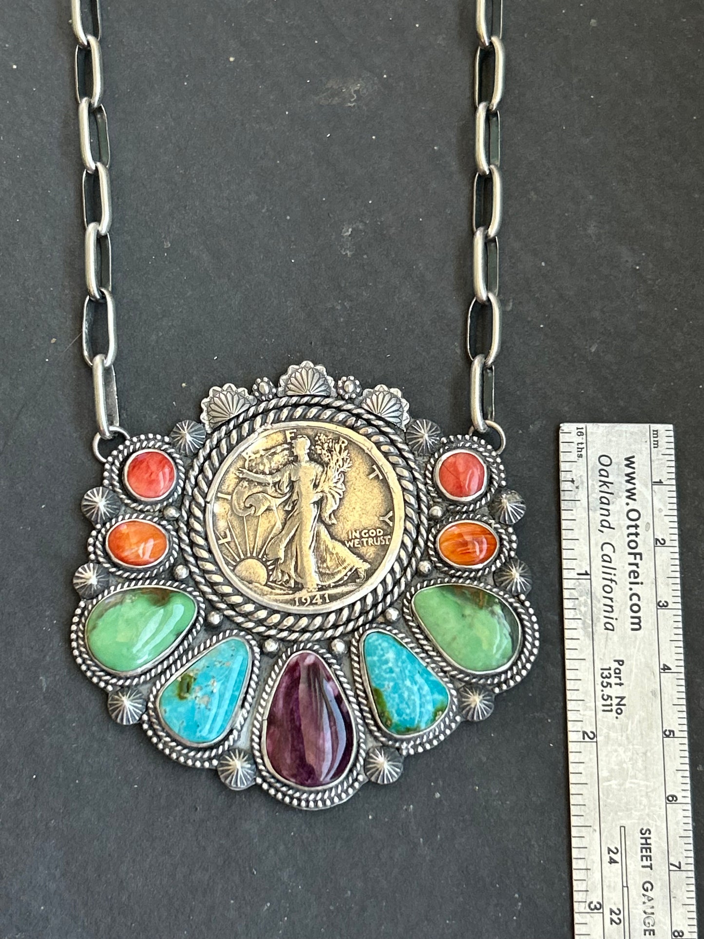1941 Walking Liberty Cluster Fixed Chain Necklace