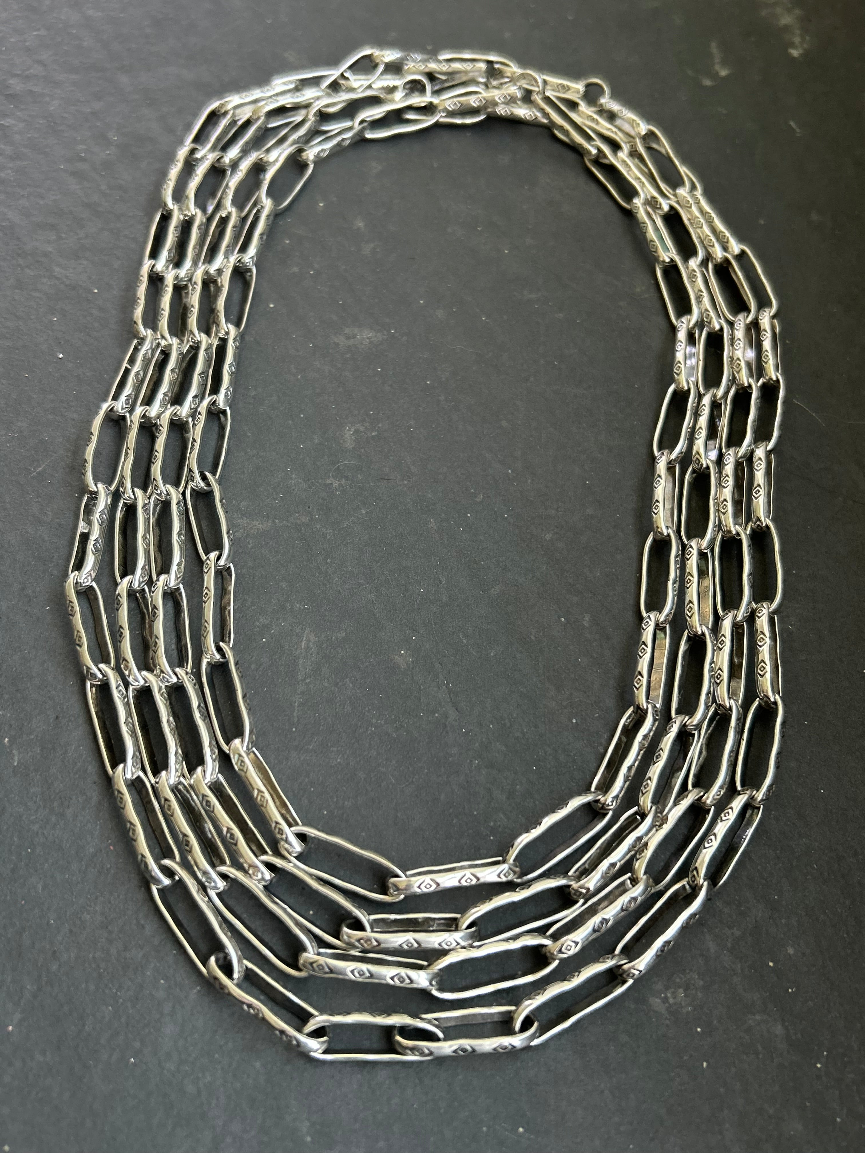 Sterling Silver Large Link Medicine Man Eye Pattern Paperclip Chain