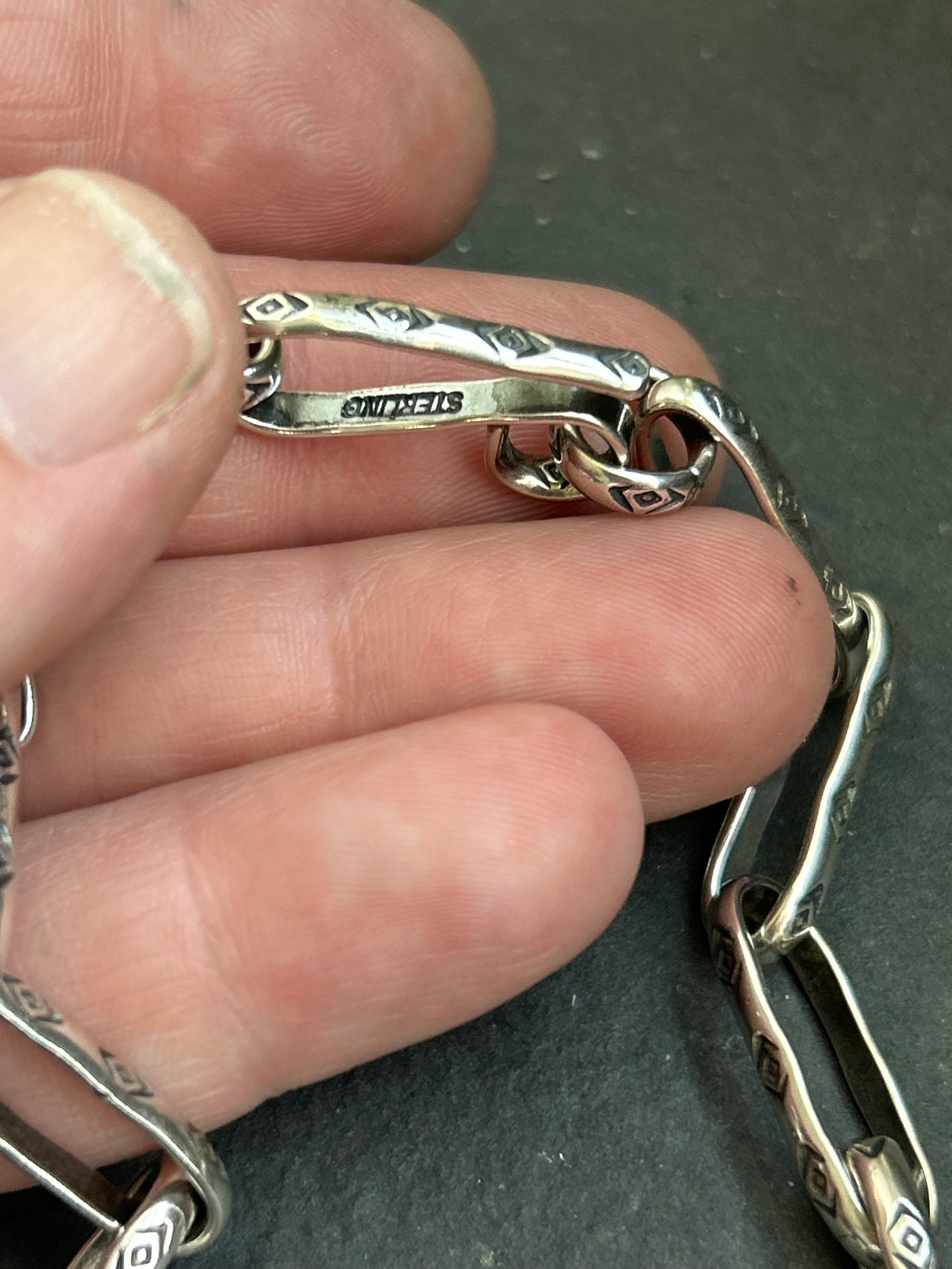 Sterling Silver Large Link Medicine Man Eye Pattern Paperclip Chain