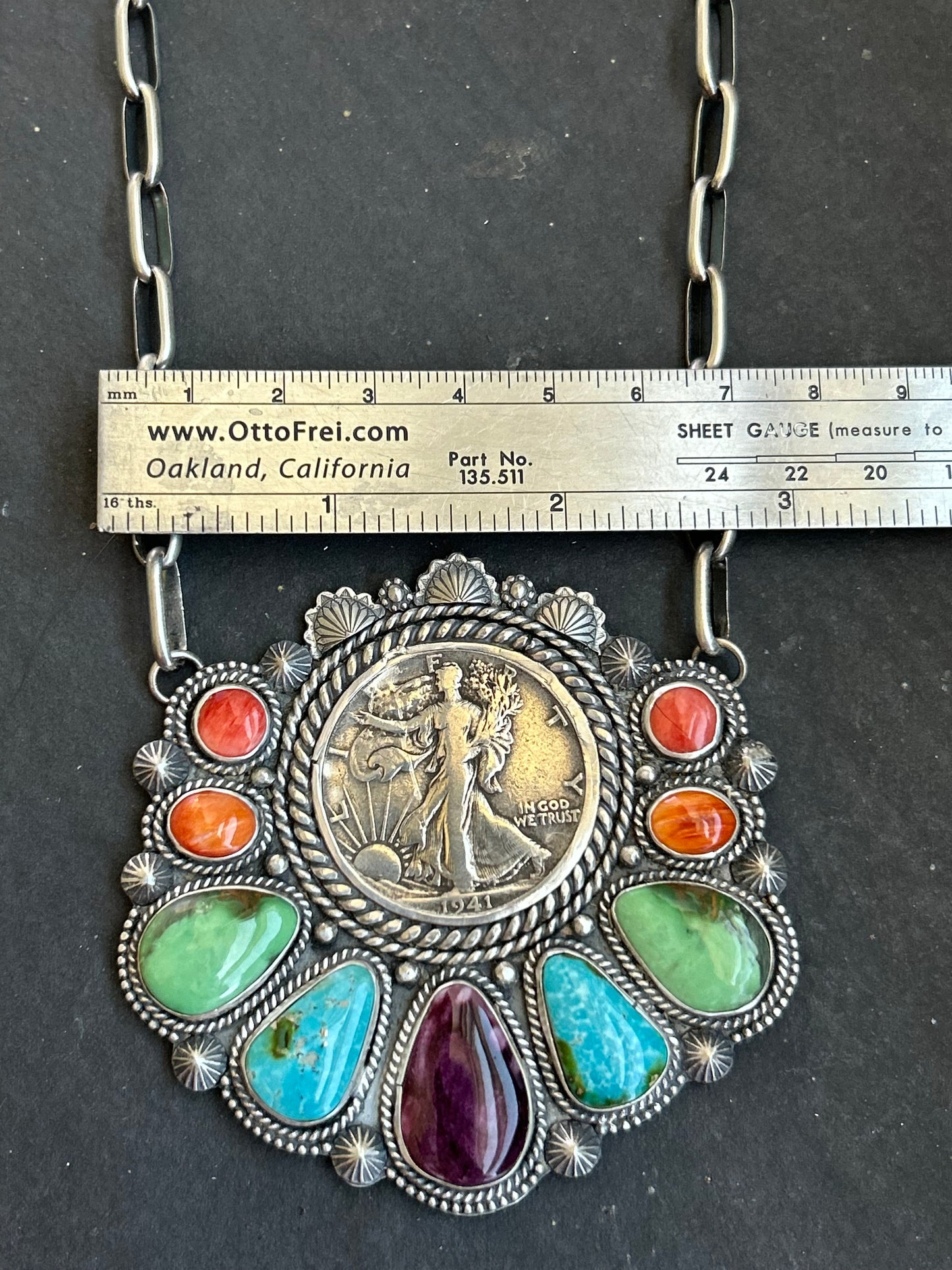 1941 Walking Liberty Cluster Fixed Chain Necklace