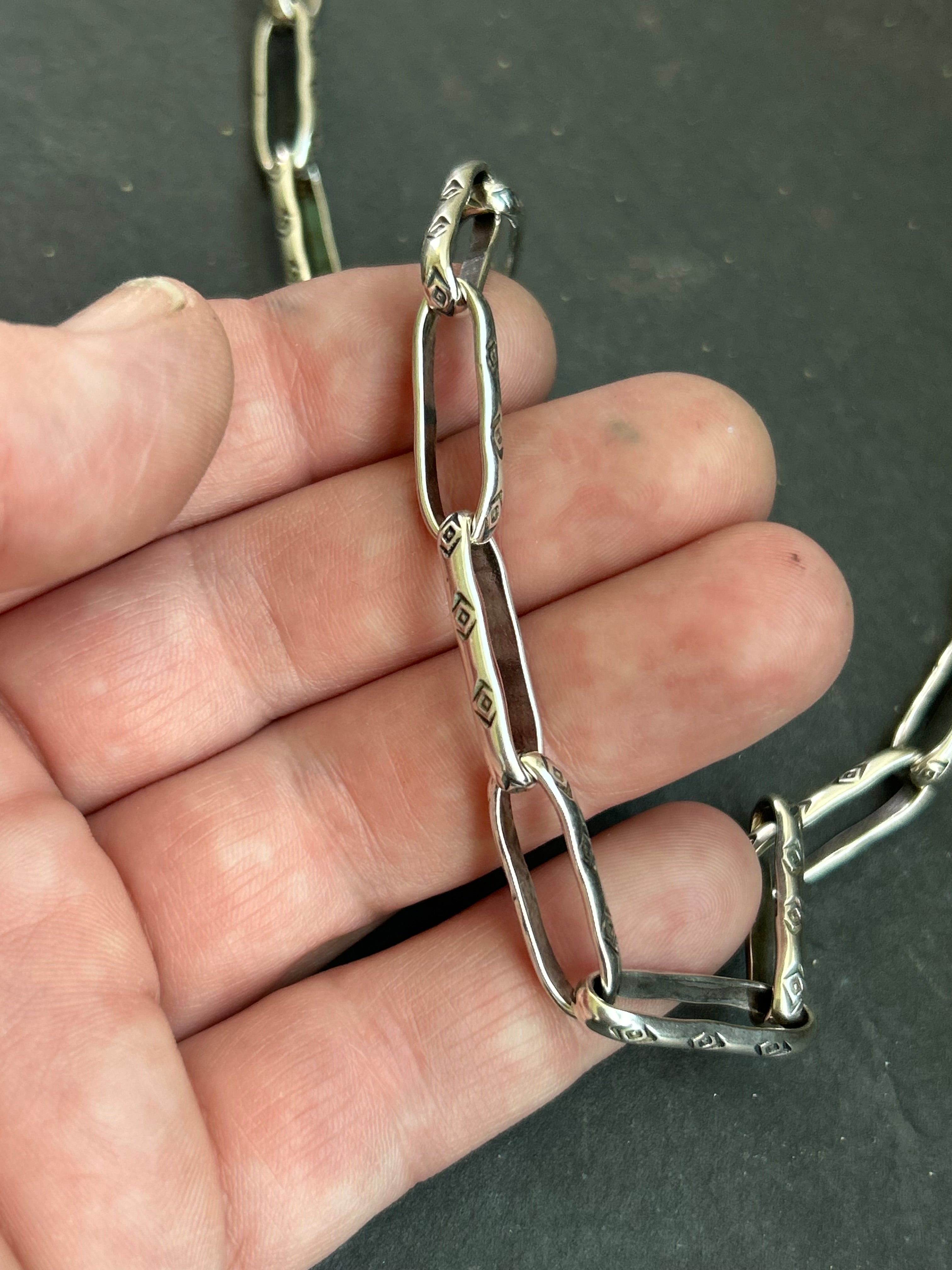 Sterling Silver Large Link Medicine Man Eye Pattern Paperclip Chain